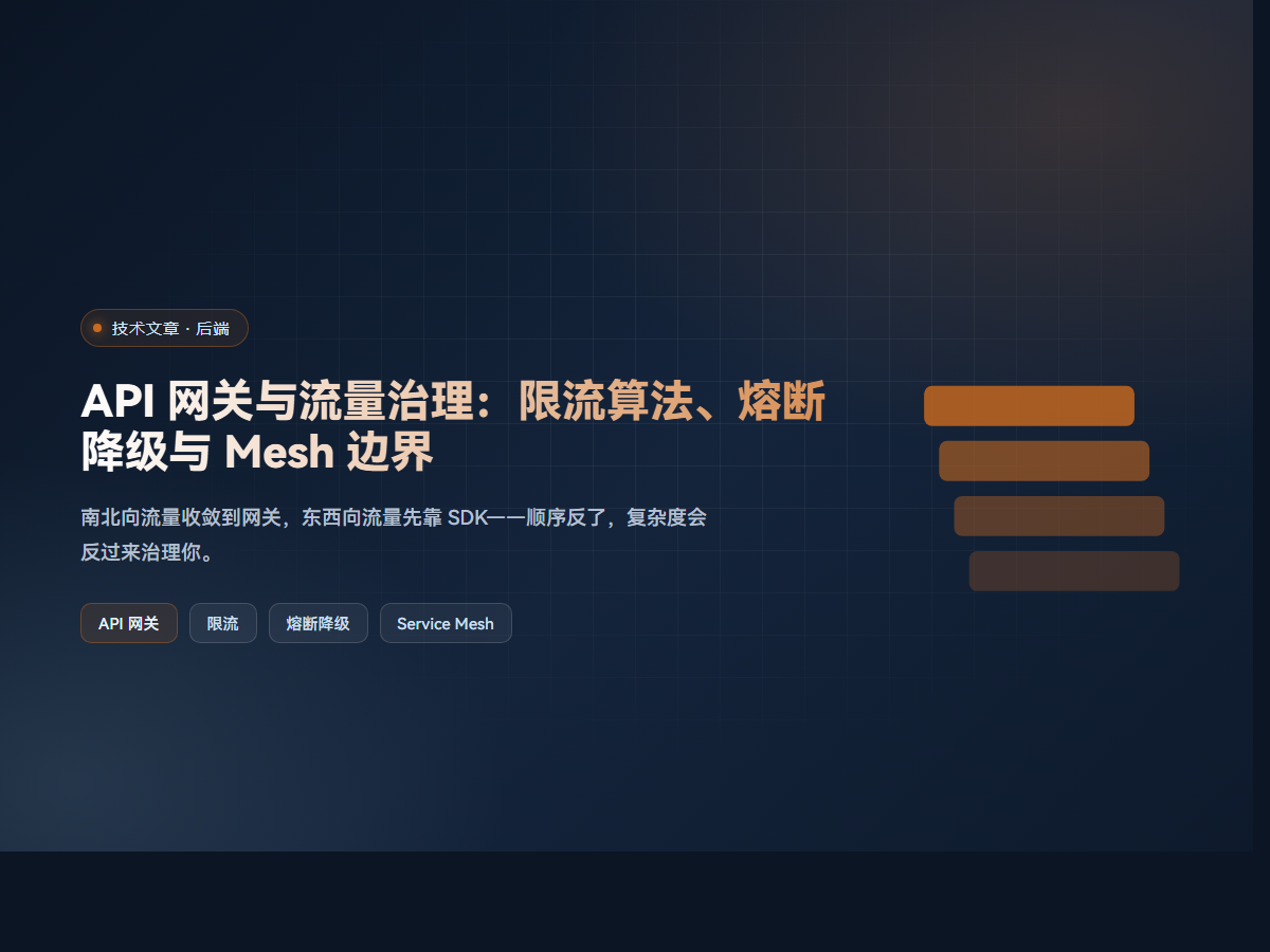 API 网关与流量治理：限流算法、熔断降级与 Mesh 边界