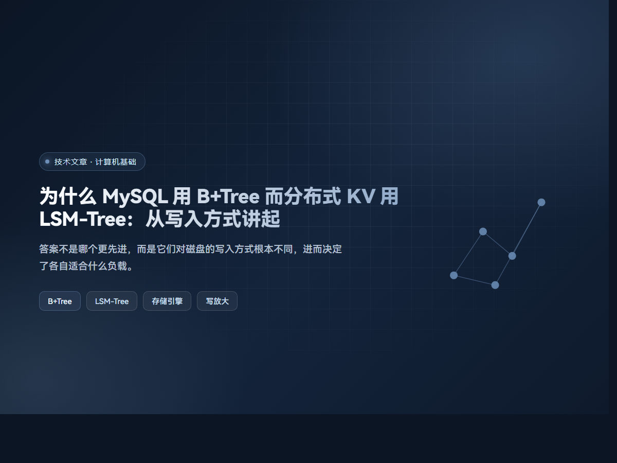 为什么 MySQL 用 B+Tree 而分布式 KV 用 LSM-Tree：从写入方式讲起