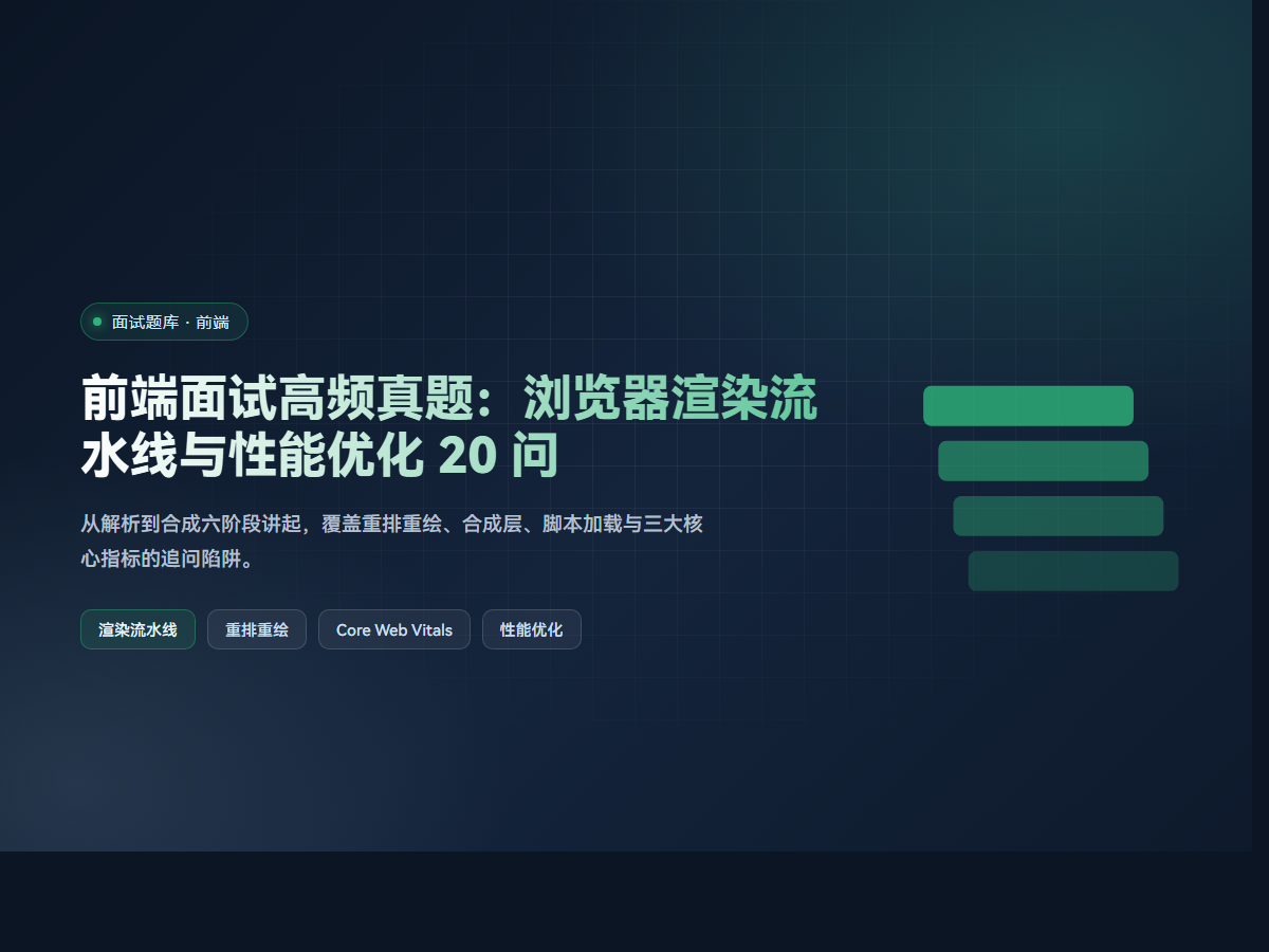 前端面试高频真题：浏览器渲染流水线与性能优化 20 问