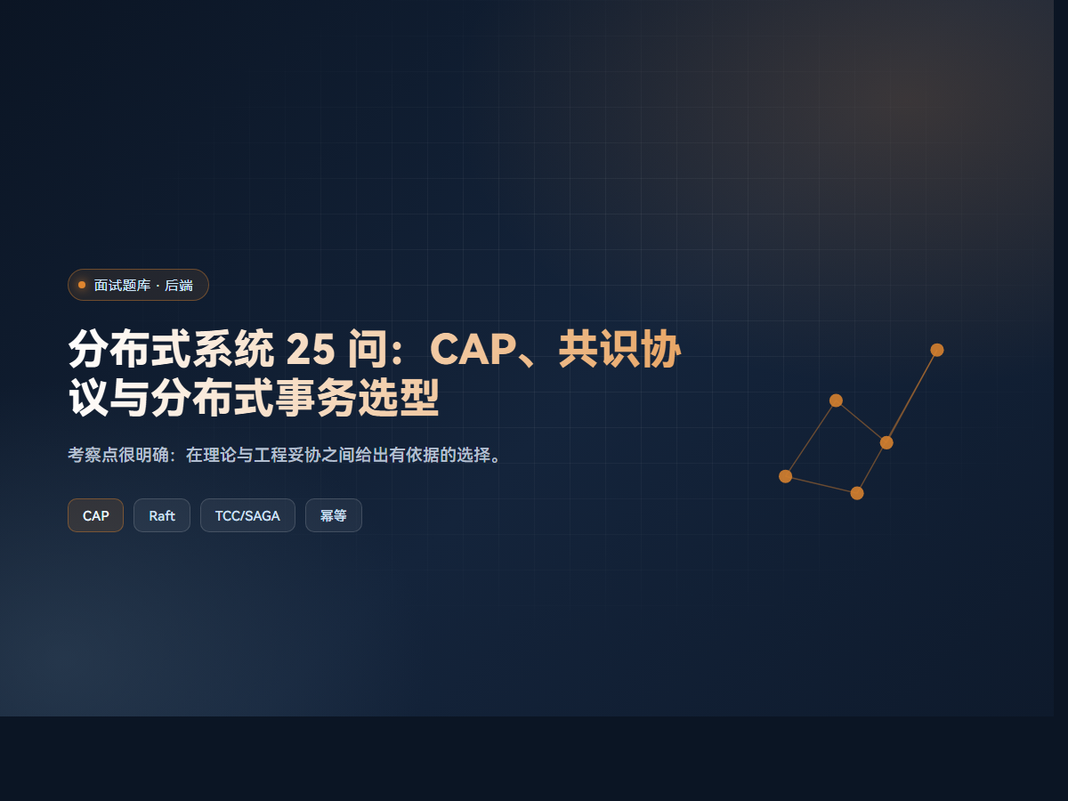 分布式系统 25 问：CAP、共识协议与分布式事务选型