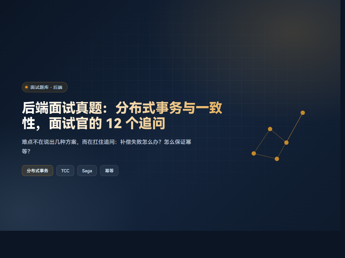 后端面试真题：分布式事务与一致性，面试官的 12 个追问