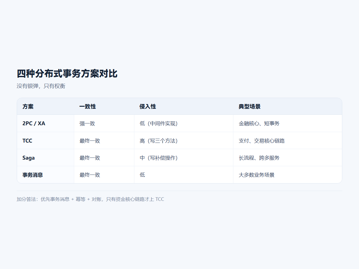 四种分布式事务方案对比