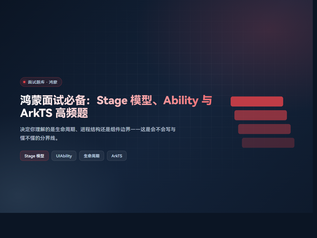 鸿蒙面试必备：Stage 模型、Ability 与 ArkTS 高频题