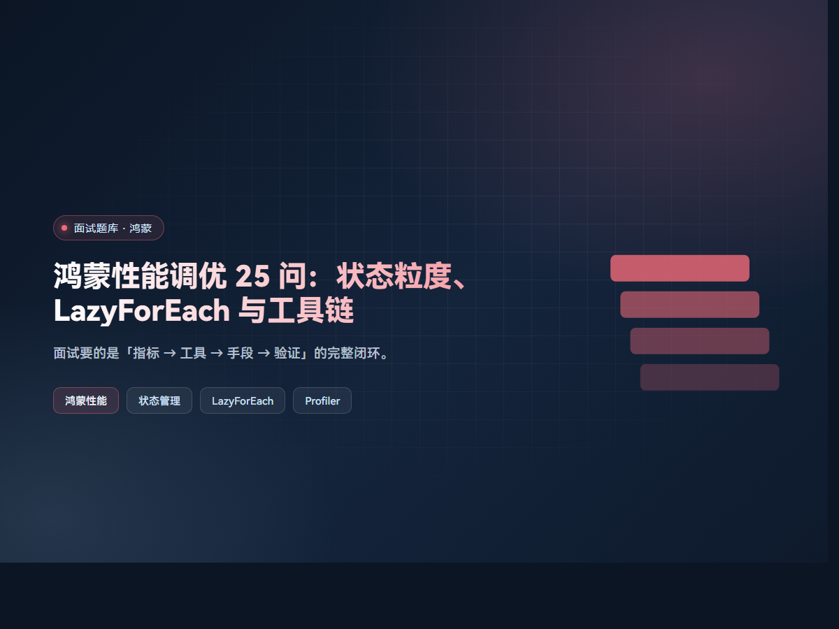 鸿蒙性能调优 25 问：状态粒度、LazyForEach 与工具链
