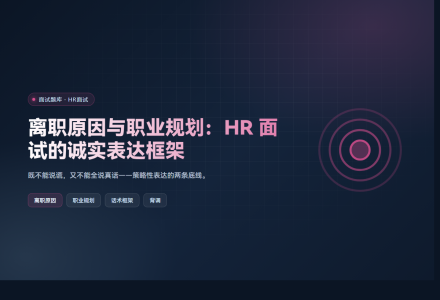 离职原因与职业规划：HR 面试的诚实表达框架