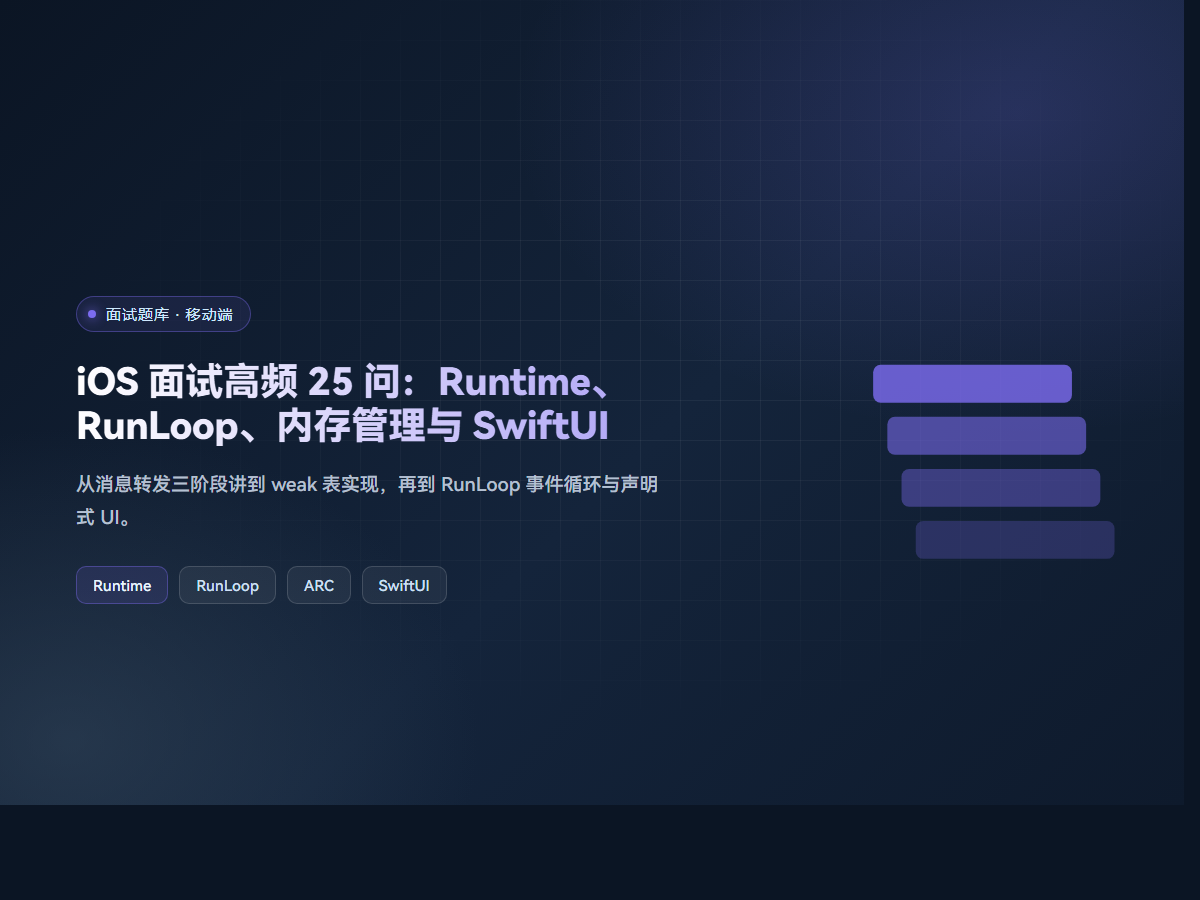 iOS 面试高频 25 问：Runtime、RunLoop、内存管理与 SwiftUI