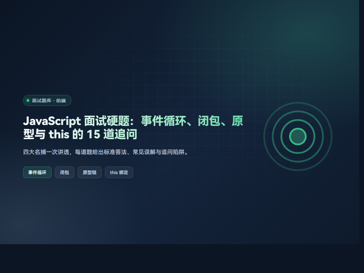 JavaScript 面试硬题：事件循环、闭包、原型与 this 的 15 道追问