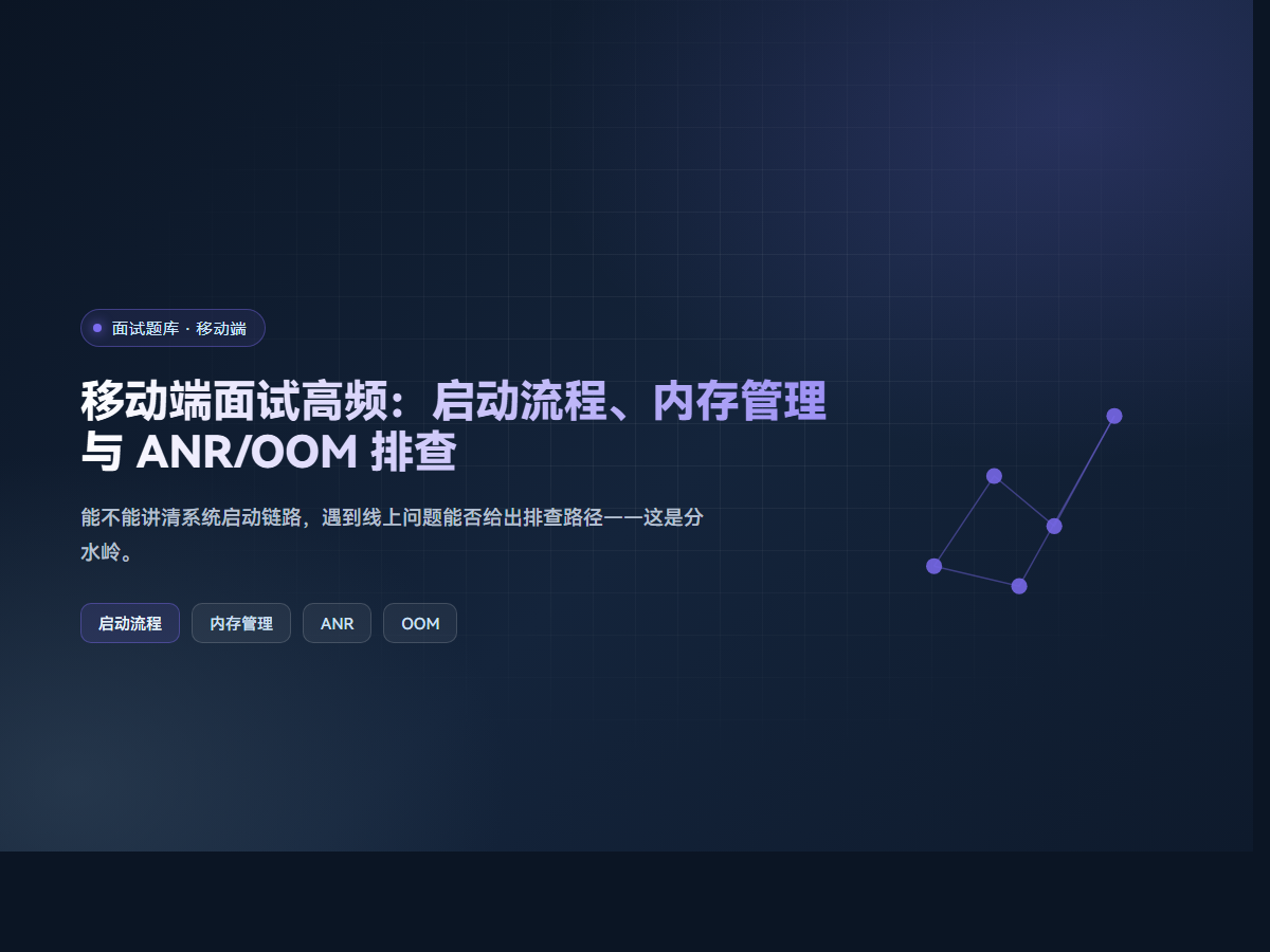 移动端面试高频：启动流程、内存管理与 ANR/OOM 排查