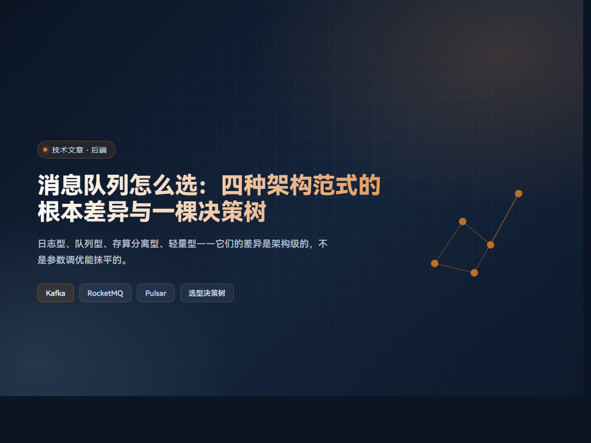 消息队列怎么选：四种架构范式的根本差异与一棵决策树