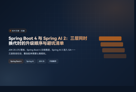 Spring Boot 4 与 Spring AI 2：三层同时换代时的升级顺序与避坑清单